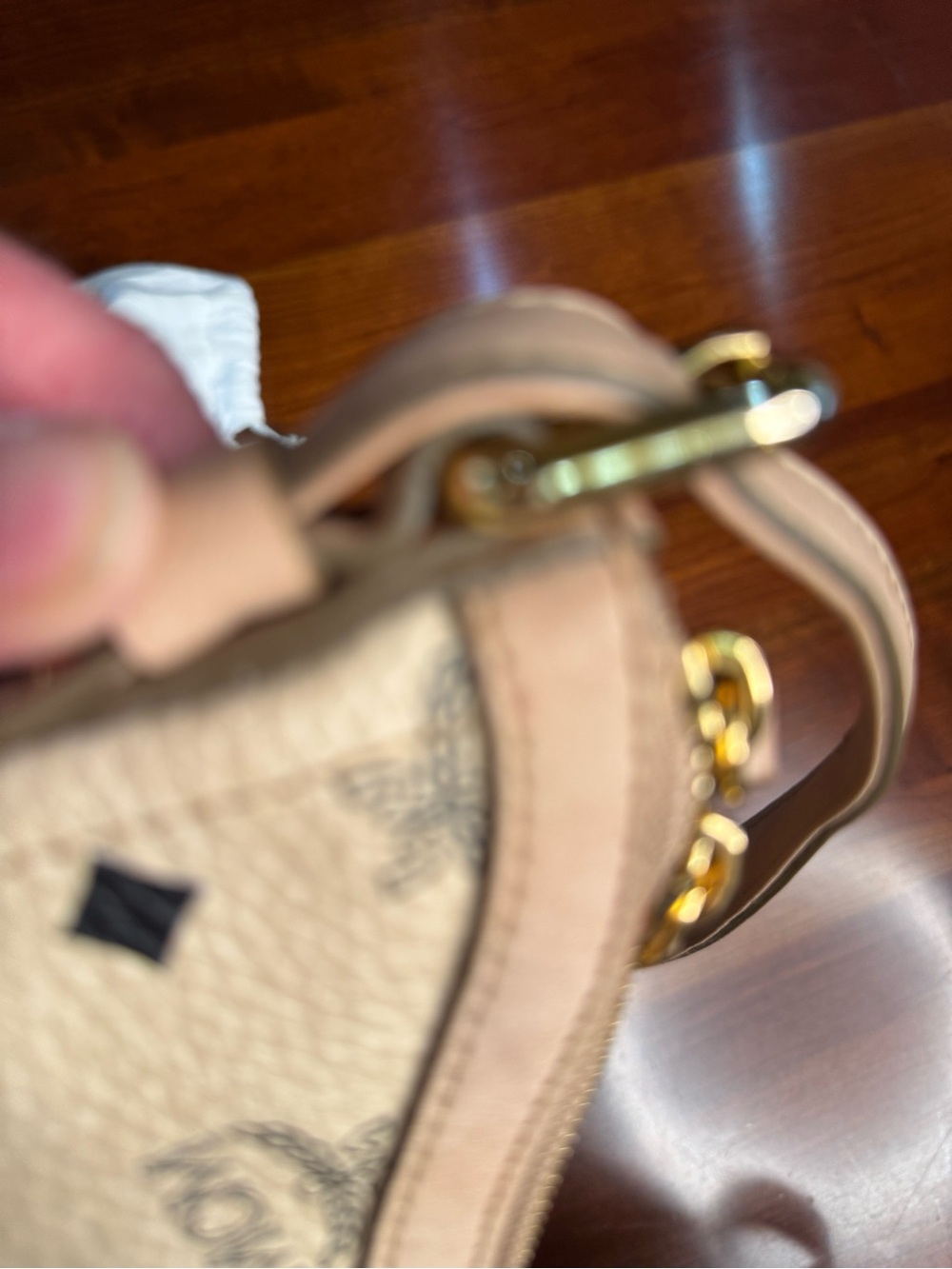 MCM Vintage Visetos 97027 ZipTop Shoulder Bag Tan Leather Gold Hardware NearMint - Picture 14 of 16